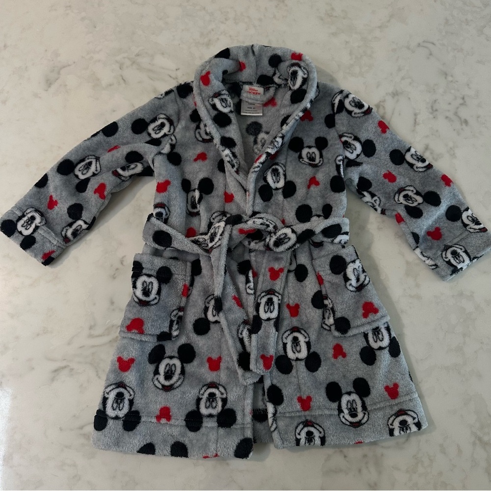 Mickey Mouse Gray Toddler Robe. Size 3T